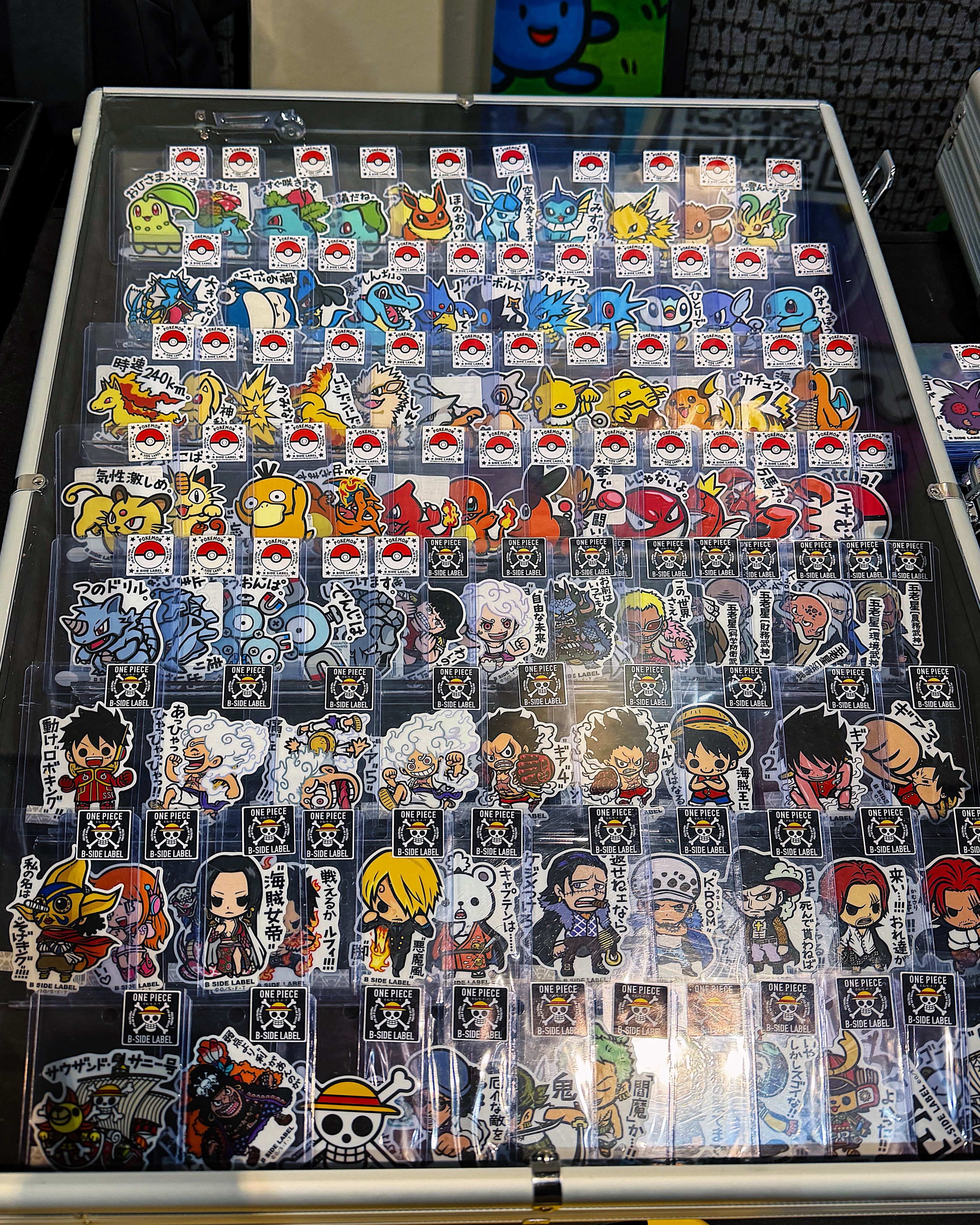 Booster bundles, stickers and mystery bags in the case